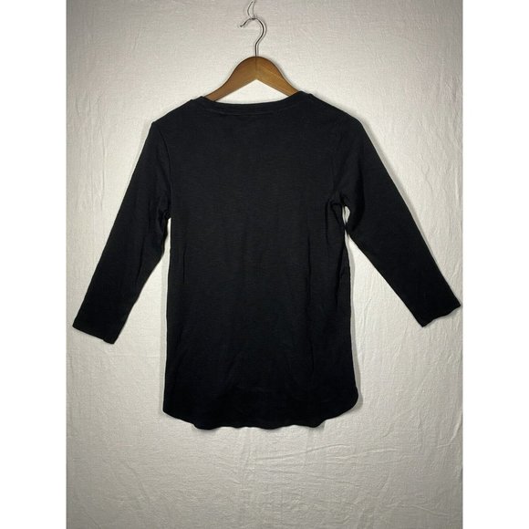 New Kirkland Womens Scoop Neck 3/4 Sleeve Slub Tee Shirts Size Small Black - Picture 4 of 8